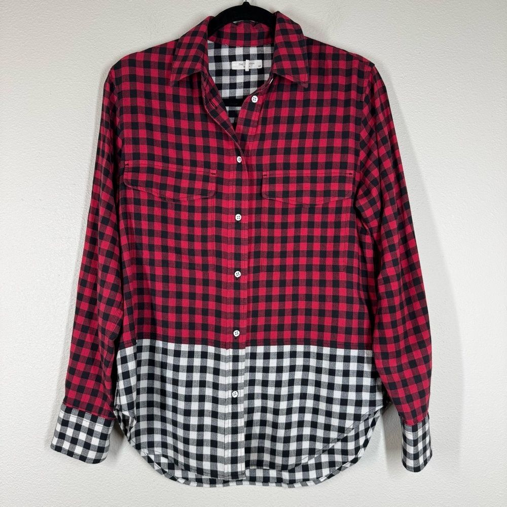 Rag & Bone Birdie Plaid Button Down Shirt Color Block Long Sleeve Size Small